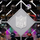 Jan 27, 2020; Miami, Florida; USA; General overall view of the NFL Shield logo and helmets at the NFL Experience at the Miami Beach Convention Center.